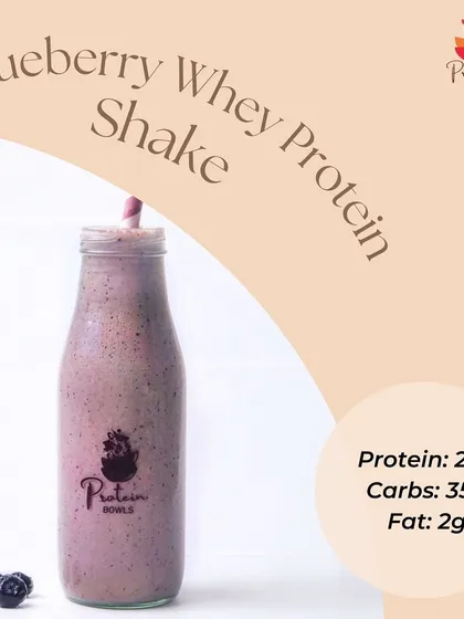 The Blueberry Whey Protein Shake is one of my bestsellers. It provides 25g of protein with only 2g of fat, making it a perfect post workout or meal replacement shake.
