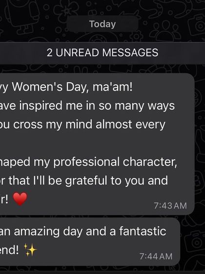This Women's Day message from Ashwini was a wonderful surprise. We believe in empowering and acknowledging the powerful women in our lives and our profession every day.