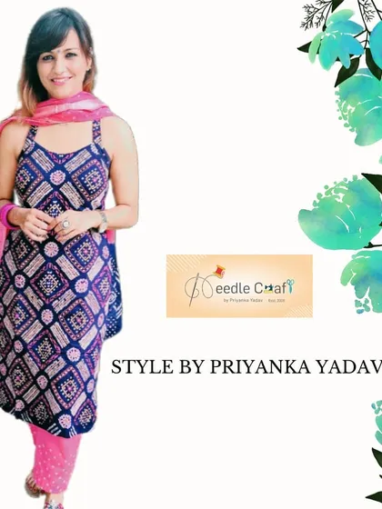 A stylish printed suit with a spaghetti-strap kurta, paired with contrasting pink pants for a modern ethnic look.