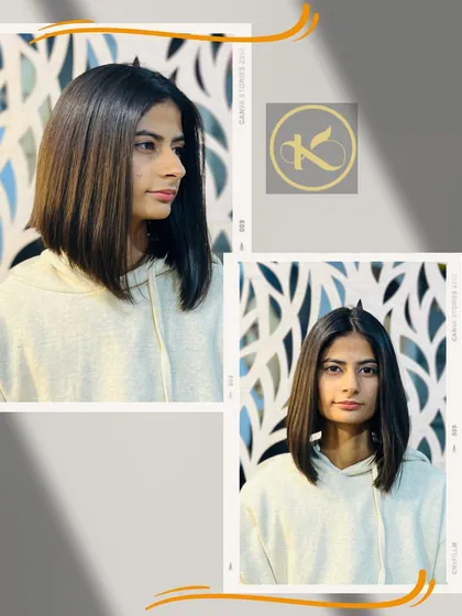 A sharp, modern bob haircut is always in style. This collage shows the clean lines and healthy shine of a professionally executed bob, a versatile look that is both chic and easy to maintain.