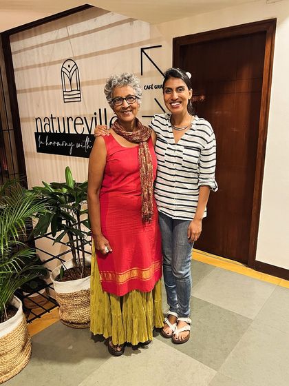 I was honored to have my mentor, Dr. Nandita Shah, at Natureville. She was instrumental in my own healing journey and gave me the confidence to become a nutrition coach. Here we are, standing together at the center she helped inspire.