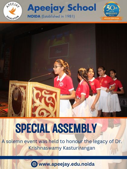 A special assembly was held to honor the legacy of Dr. Krishnaswamy Kasturirangan. This solemn event brought our school community together to reflect on his life and work.