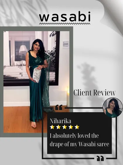 Niharika looks so elegant in our emerald green saree. I am thrilled she loved the graceful drape. My aim is to create fluid styles that are made for you.