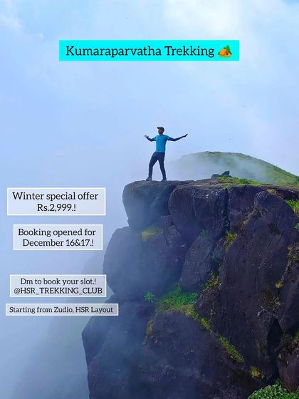 A clear and concise poster for the Kumaraparvatha winter trek, with price and booking details.