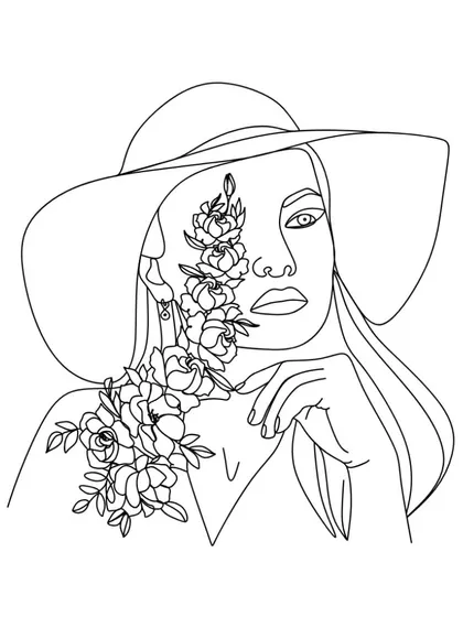 The clean, black and white version of my floral line art. This is the base drawing, perfect for printing as a minimalist piece or for use in coloring.