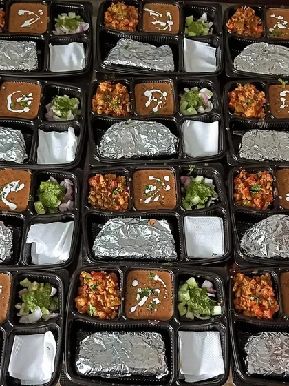 Another view of the langar plates for the Guruji Satsang. It was a blessing to prepare these meals for the devotees.
