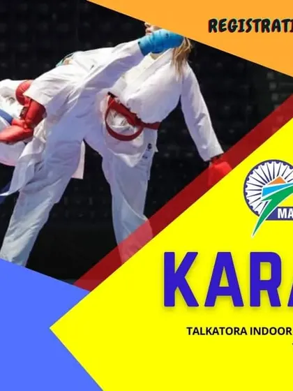 Registration announcement for the 6th National Martial Arts Games, highlighting Karate as one of the key competitive events.