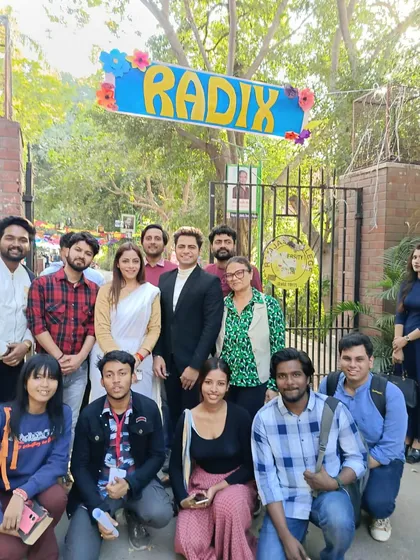The entire team of 'Chalo Theatre Studio' outside the 'Radix' fest venue. We travel and perform as a cohesive and supportive group.