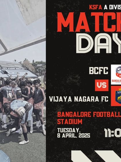 Matchday graphic for our clash against Vijaya Nagara FC.
