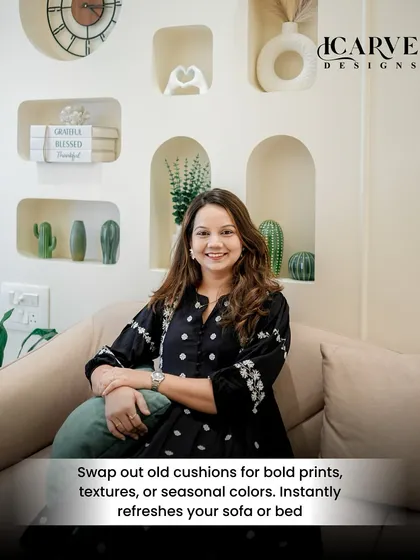 As a designer, I believe small details make a big difference. Simply swapping out old cushions for new ones with interesting textures and colors can instantly refresh your entire living space.