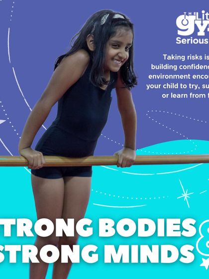 Taking risks is about building confidence. Our supportive environment encourages children to try, succeed, or learn from failure. This young gymnast on the bars is learning to trust her strength and push her boundaries.