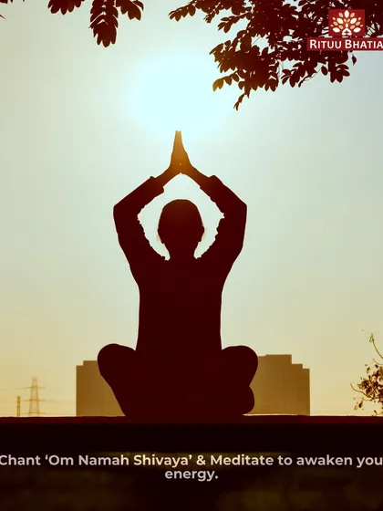On Maha Shivratri, I guide my clients to chant the powerful mantra 'Om Namah Shivaya' and meditate to awaken their inner energy. This silhouette of a person in prayer captures that moment of connection.