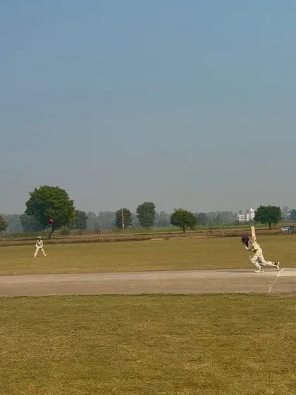 A classic cover drive from Sagar.