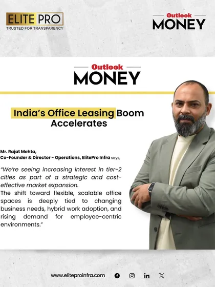 Our Co-Founder & Director of Operations, Mr. Rajat Mehta, shares his expert analysis on India's office leasing boom with Outlook Money. He discusses the rising demand for flexible and scalable office spaces, particularly in tier-2 cities, and how we stay ahead of these market trends.