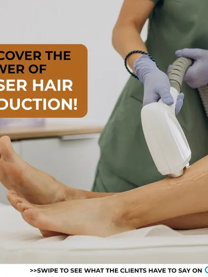 Here you can see our laser hair reduction technology being used to treat legs. The process is precise and targets hair follicles directly, leading to smooth, hair-free skin with minimal discomfort.