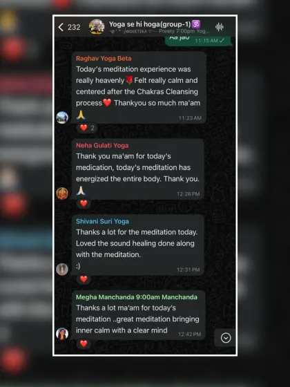 Nothing makes me happier than reading messages from my students. Seeing them feel calm, centered, and energized after a meditation session is what it's all about.