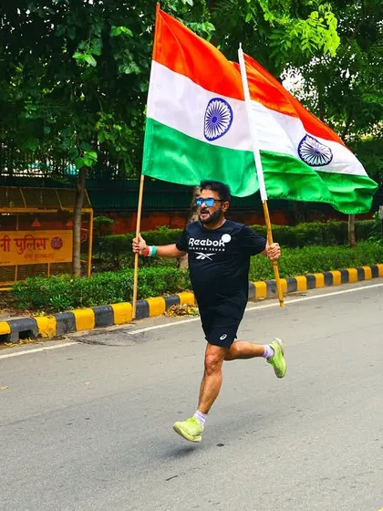 The 'Chak De' feeling. Running with the Indian flag is a powerful motivator. This was from our special Independence Day run.