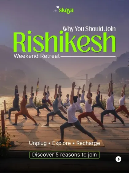 Still figuring out your weekend plans? Here’s an idea. Join our Rishikesh Weekend Retreat to unplug, explore, and recharge with yoga by the Ganga, sunrise hikes, and a community of like-minded people.