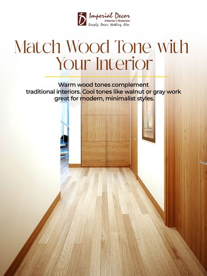 Your floor should match the tone of your interior. As a general rule, warm wood tones complement traditional interiors, creating a cozy and classic feel. Cool tones like walnut or gray work great for modern, minimalist styles, providing a sleek and clean look.