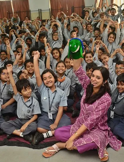 A group photo filled with love and happy faces at Garden High School, Kolkata. These are the moments that fuel my passion for bringing stories to schools.