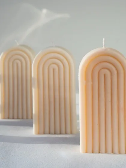A trio of our arch candles, showcasing their beautiful, clean lines. A must-have for lovers of minimalist design.