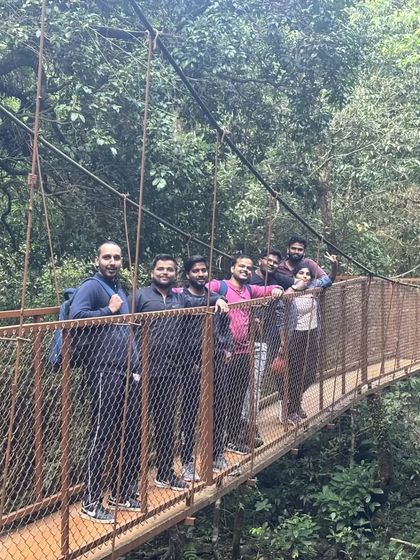 The hanging bridge on the Kumara Parvatha trail is always a fun and exciting part of the journey.
