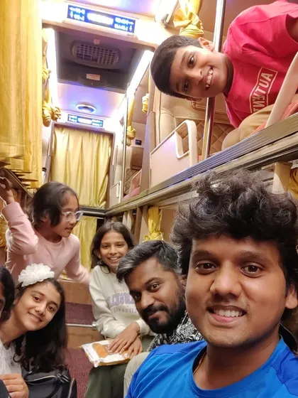 A selfie with the team on our way to the CBSE Nationals. These trips are fantastic for team bonding and creating lasting memories.