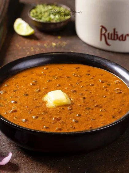 A detailed close-up of the Dal-e-Rubaruh, perfect for highlighting the ingredients and texture.