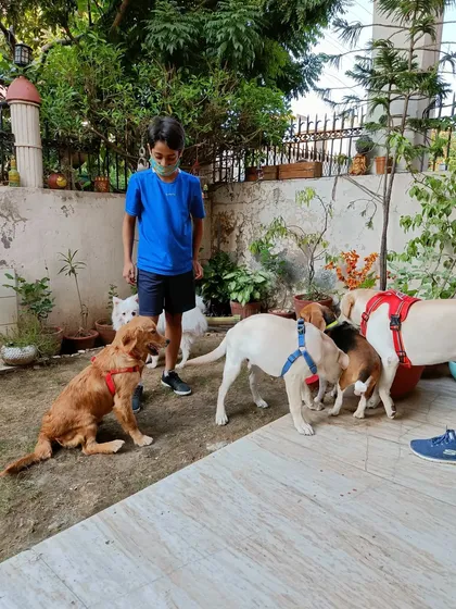 The birthday boy Pablo and his friends enjoying some special treats during his party.