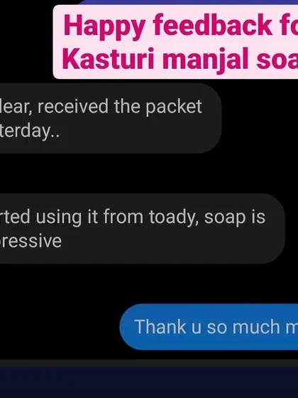 First impressions matter. I am so glad this customer found my Kasturi Manjal soap impressive from the very first use.