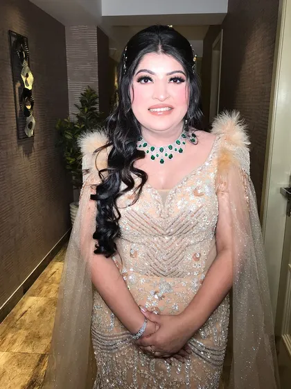 The full look is a perfect example of glamorous engagement styling.