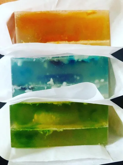 A custom order of chakra-inspired soaps that went all the way to Dubai. Each color represents a different chakra, infused with corresponding essential oils for a holistic experience.