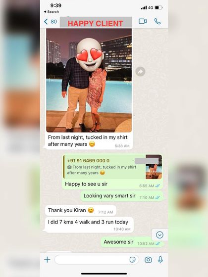 It's a great feeling when a client tells you they can tuck their shirt in after many years. Small victories like this are huge milestones in a fitness journey, showing that consistent effort brings tangible changes.