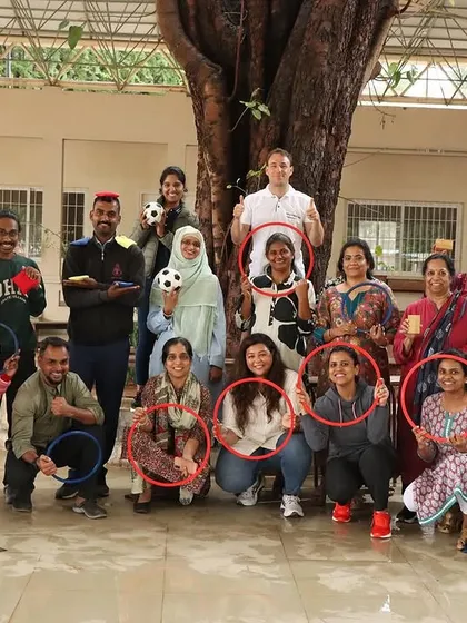 A group photo of the enthusiastic participants at the kickoff of our Montessori Sports Fundamentals Course in Bangalore.
