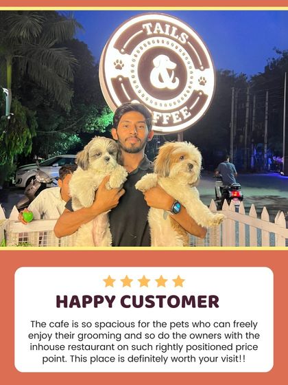 "This place is definitely worth your visit." This customer highlights the spaciousness of our cafe and the freedom pets have to enjoy themselves, all at a reasonable price point.