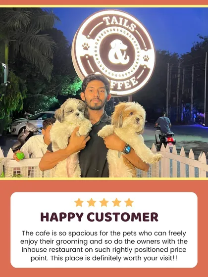 "This place is definitely worth your visit." This customer highlights the spaciousness of our cafe and the freedom pets have to enjoy themselves, all at a reasonable price point.