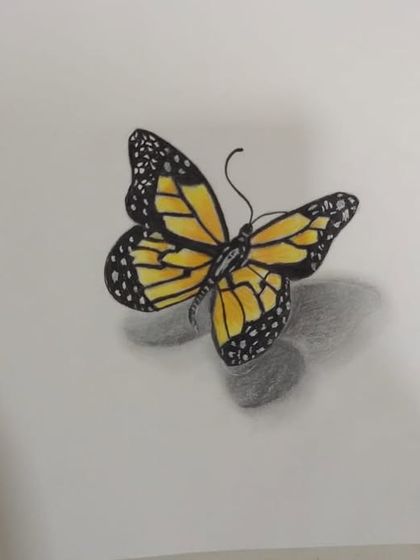 A stunning 3D drawing of a butterfly that looks like it could fly right off the page.