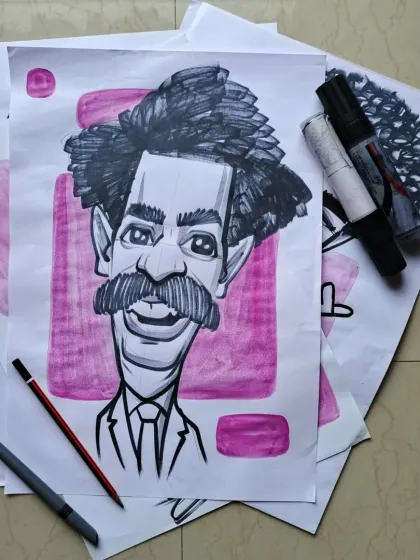 A study of Albert Einstein, focusing on his iconic hair and mustache. It's fun to interpret famous faces in my own style.