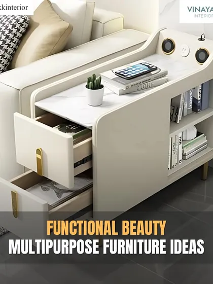 Multipurpose furniture is a game-changer for modern living. This side table includes drawers, shelves, and even built-in speakers, combining storage, style, and technology in one compact piece.