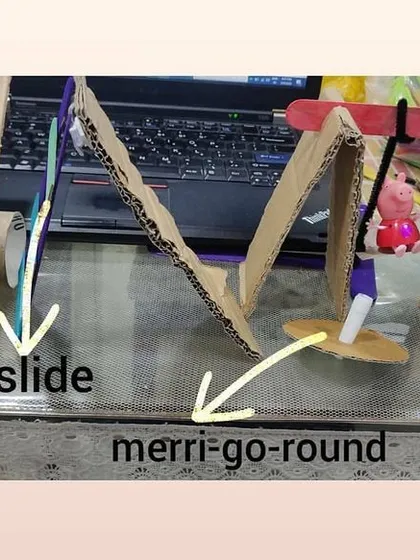 When we couldn't go to the playground, we decided to build one ourselves in a STEM session with The Little Thinkers Lab. Using just cardboard and simple materials, the children engineered their own see-saw, slide, swing, and merry-go-round, learning about mechanical principles along the way.