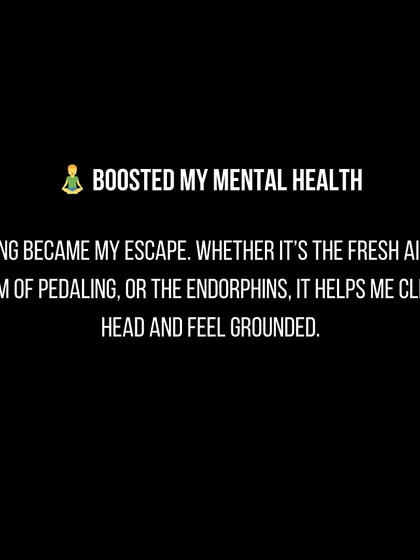 Cycling became my escape and my therapy. The rhythm of pedaling and the fresh air helps me clear my head and feel grounded. This is the mental peace I help my clients find.