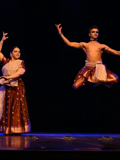 The stage is a space for dialogue. This moment is from 'Raag Raagini', my duet production with the brilliant Bharatanatyam artist Parshwanath Upadhye. It shows how two distinct classical styles can converse and create something new together.