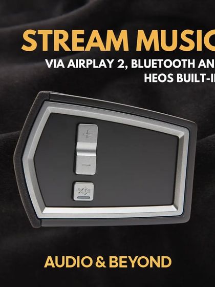 This is a close-up of the Denon DHT-S516H soundbar's remote functions. It allows for easy music streaming via AirPlay 2, Bluetooth, and the built-in HEOS system for a versatile and high-quality audio experience.