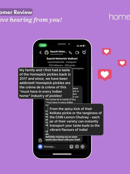 "Homepick pickles are the crème de la crème... a must have in every Indian home." This incredible review from a customer in Dubai reminds us that our flavours can transport you to India, no matter where you are.