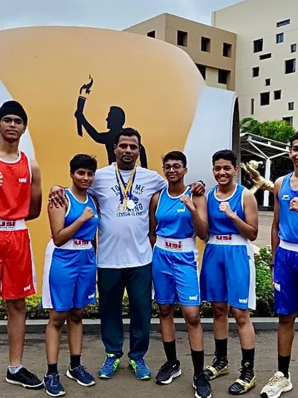 The winning team from the CBSE South Zone II championships with their coach.