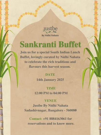 Join us for a special South Indian lunch buffet this Sankranti, lovingly curated to celebrate the rich traditions and flavors of the harvest season.