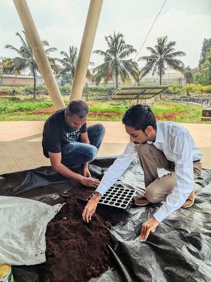 Trainees in our January 2025 hydroponics program learn the art of preparing cocopeat and seedling trays, the first step towards a successful harvest.