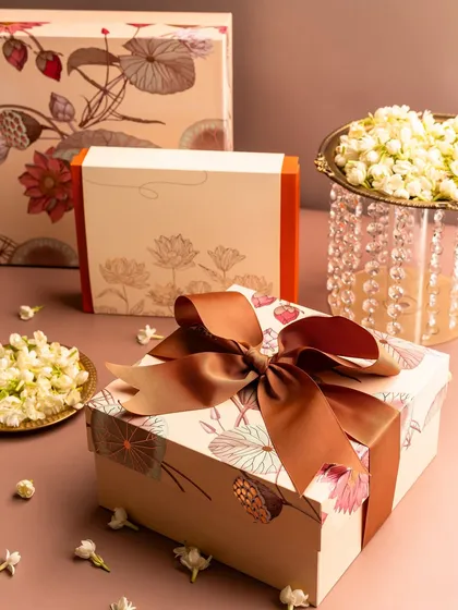 Gifting is my love language, and my festive hampers are designed to delight. This is my Abundance Box for Diwali, beautifully packaged and filled with a curated selection of my signature and festive treats, ready to make someone's day.