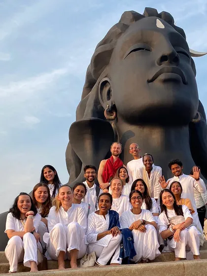 You are never walking this path alone. A crucial part of the journey is the *sangha*, or the community you keep. Here we are, my Hatha Yoga batchmates, a group of joyful faces at the Isha Yoga Center. This is the kind of supportive company that makes the path easier.