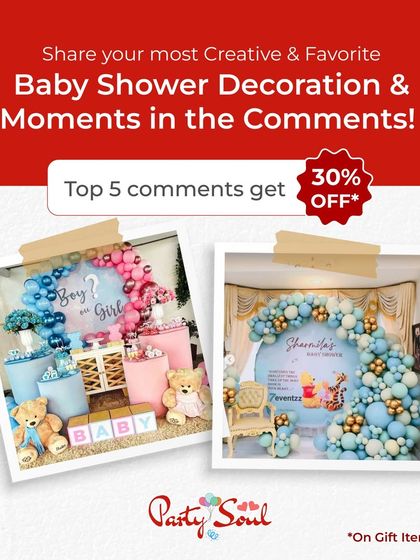 I love decorating for baby showers. This was a contest I ran, showcasing two different styles: a "Boy or Girl" gender reveal and a sweet Winnie the Pooh theme.